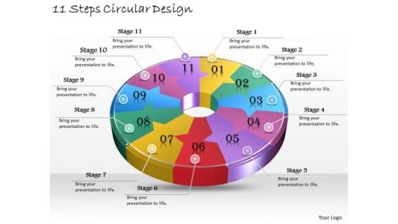 Timeline Ppt Template 11 Steps Circular Design