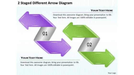 Timeline Ppt Template 2 Staged Different Arrow Diagram