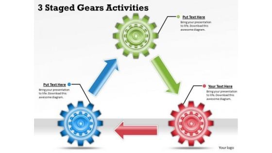 Timeline Ppt Template 3 Staged Gears Activities