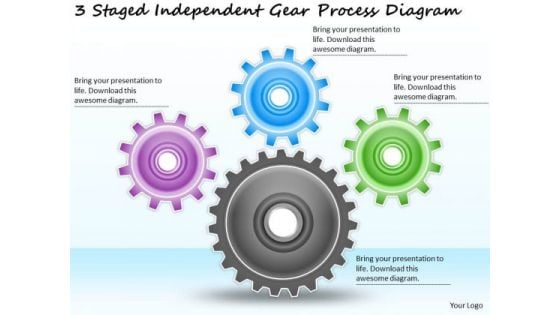 Timeline Ppt Template 3 Staged Independent Gear Process Diagram