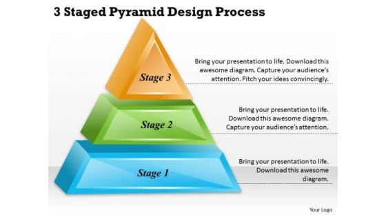 Timeline Ppt Template 3 Staged Pyramid Design Process
