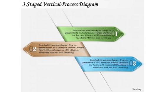 Timeline Ppt Template 3 Staged Vertical Process Diagram