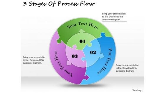 Timeline Ppt Template 3 Stages Of Process Flow