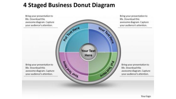 Timeline Ppt Template 4 Staged Business Donut Diagram