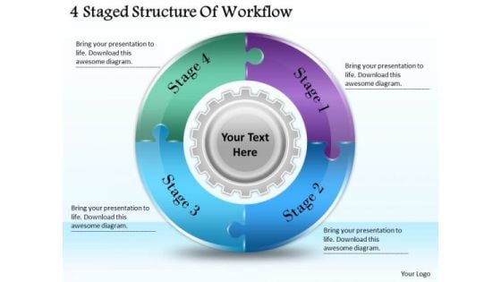 Timeline Ppt Template 4 Staged Structure Of Workflow