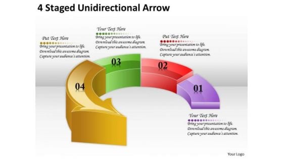 Timeline Ppt Template 4 Staged Unidirectional Arrow