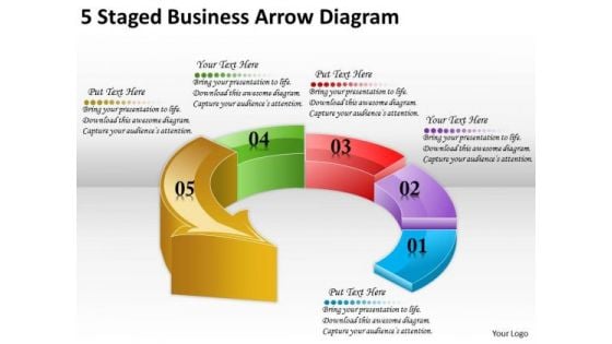 Timeline Ppt Template 5 Staged Business Arrow Diagram