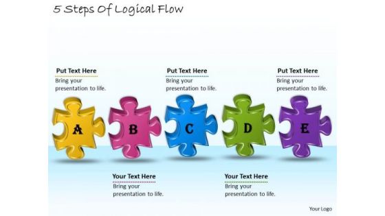 Timeline Ppt Template 5 Steps Of Logical Flow