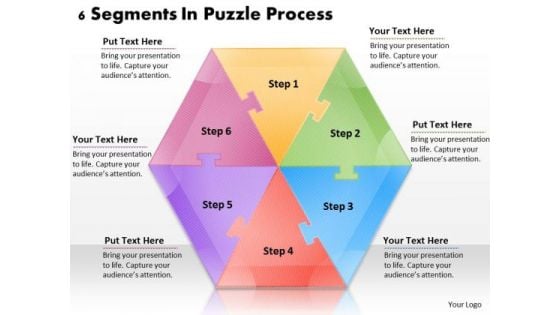 Timeline Ppt Template 6 Segments In Puzzle Process