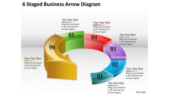 Timeline Ppt Template 6 Staged Business Arrow Diagram