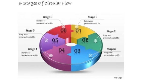 Timeline Ppt Template 6 Stages Of Circular Flow