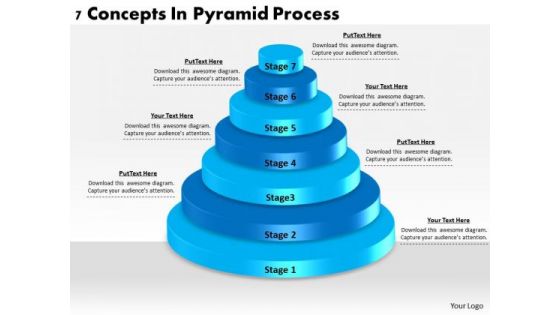 Timeline Ppt Template 7 Concepts In Pyramid Process