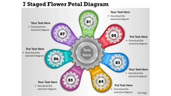 Timeline Ppt Template 7 Staged Flower Petal Diagram