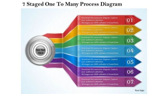 Timeline Ppt Template 7 Staged One To Many Process Diagram