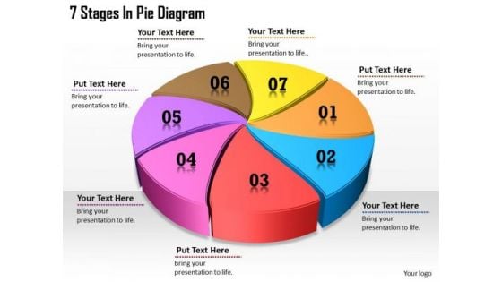 Timeline Ppt Template 7 Stages In Pie Diagram