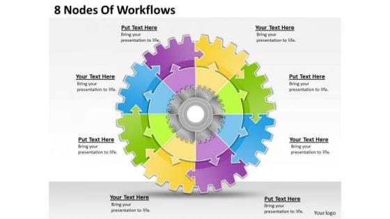 Timeline Ppt Template 8 Nodes Of Workflows