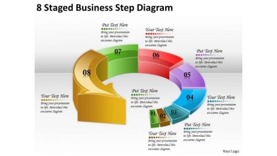 Timeline Ppt Template 8 Staged Business Step Diagram