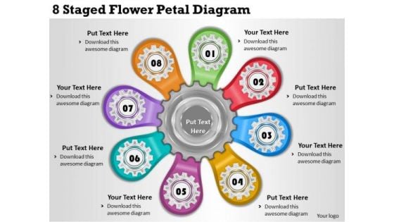 Timeline Ppt Template 8 Staged Flower Petal Diagram