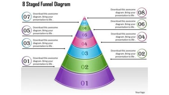 Timeline Ppt Template 8 Staged Funnel Diagram