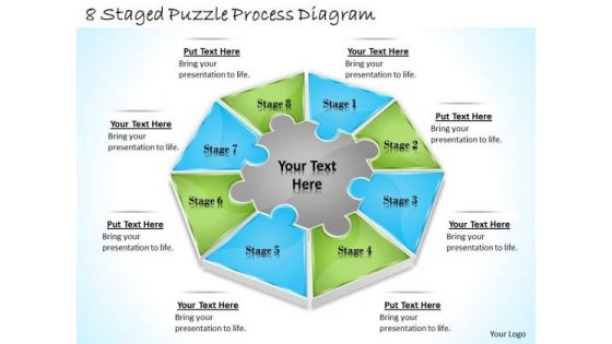 Timeline Ppt Template 8 Staged Puzzle Process Diagram