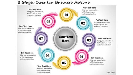 Timeline Ppt Template 8 Stages Circular Business Actions