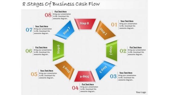 Timeline Ppt Template 8 Stages Of Business Cash Flow