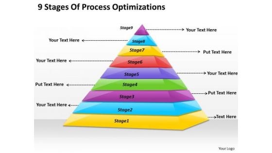 Timeline Ppt Template 9 Stages Of Process Optimazation