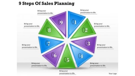 Timeline Ppt Template 9 Steps Of Sales Planning