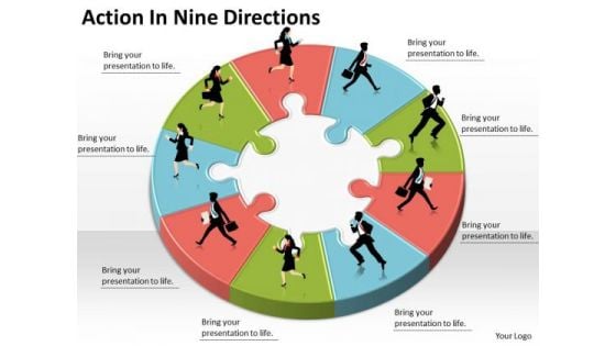 Timeline Ppt Template Action In Nine Directions