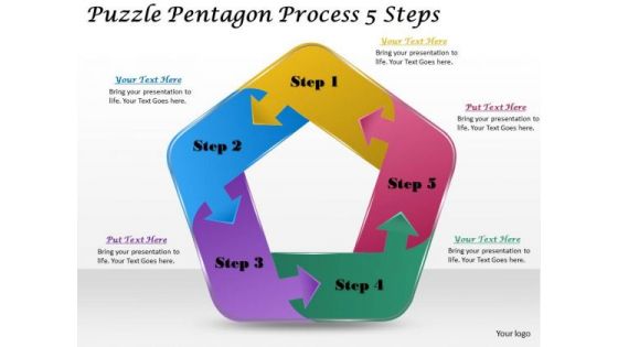 Timeline Ppt Template Puzzle Pentagon Process 5 Steps