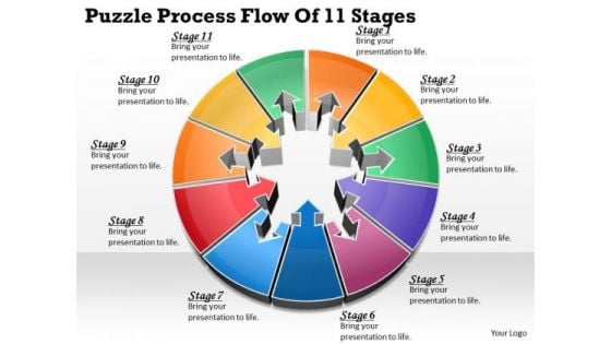 Timeline Ppt Template Puzzle Process Flow Of 11 Stages