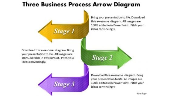 Timeline Ppt Template Three Business Process Arrow Diagram