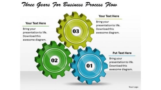 Timeline Ppt Template Three Gears For Business Process Flow