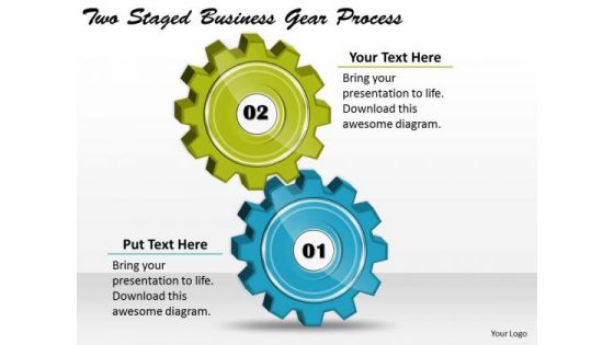 Timeline Ppt Template Two Staged Business Gear Process