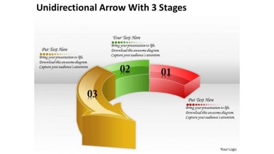 Timeline Ppt Template Unidirectional Arrow With 3 Stages