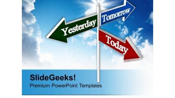 Today Tomorrow Yesterday Signpost Future PowerPoint Templates Ppt Backgrounds For Slides 0213