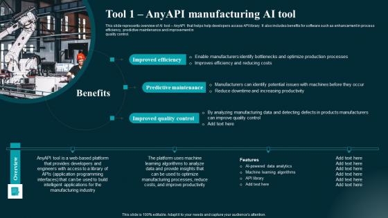 Tool 1 Anyapi Manufacturing AI Tool Applications And Impact Diagrams Pdf