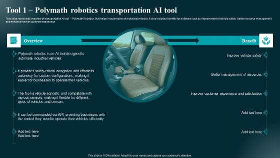 Tool 1 Polymath Robotics Transportation AI Tool Applications And Impact Infographics Pdf Tool 1 Polymath Robotics Transportation AI Tool Applications And Impact Infographics Pdf