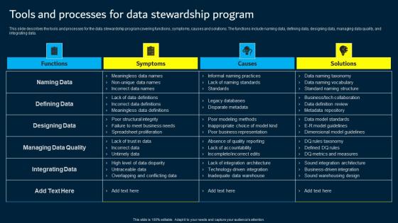 Tools And Processes For Data Stewardship Program Data Custodianship Structure Pdf