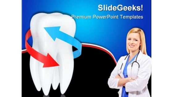 Tooth With Blue And Red Arrows Dental PowerPoint Templates And PowerPoint Backgrounds 0411