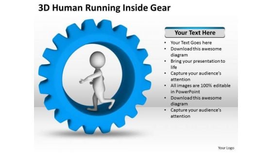Top Business People 3d Human Running Inside Gear PowerPoint Slides Top Business People 3d Human Running Inside Gear PowerPoint Slides