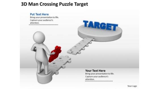 Top Business People 3d Man Crossing Puzzle Target PowerPoint Templates