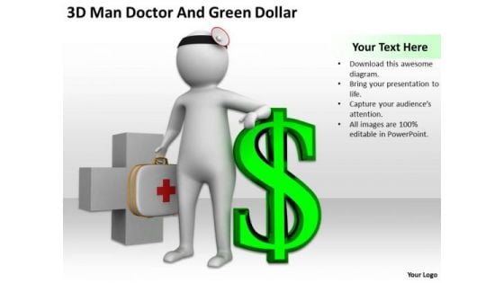 Top Business People 3d Man Doctor And Green Dollar PowerPoint Templates Ppt Backgrounds For Slides