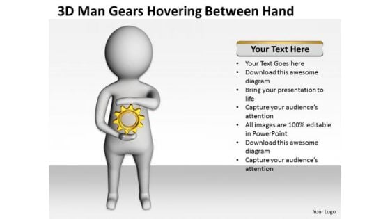 Top Business People 3d Man Gears Hovering Between Hand PowerPoint Slides Top Business People 3d Man Gears Hovering Between Hand PowerPoint Slides