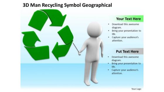 Top Business People 3d Man Recycling Symbol Geographical PowerPoint Slides