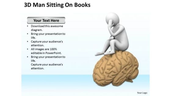 Top Business People 3d Man Sitting On Brain PowerPoint Templates