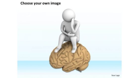 Top Business People 3d Man Sitting On Brain PowerPoint Templates