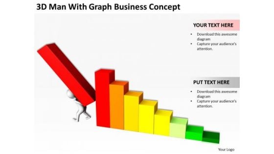 Top Business People 3d Man With Graph PowerPoint Theme Concept Templates