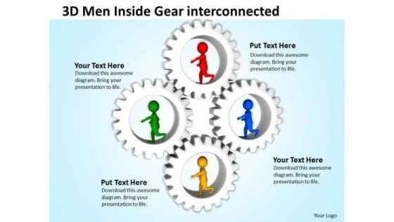 Top Business People 3d Men Inside Gear Interconnected PowerPoint Templates