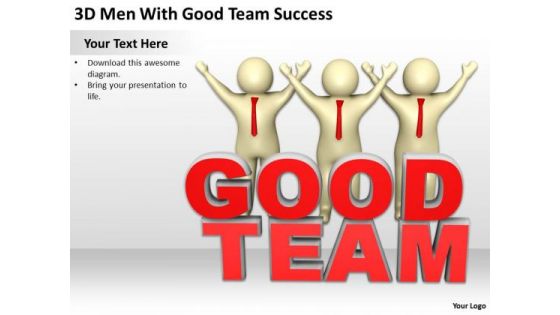 Top Business People 3d Men With Good Team Success PowerPoint Templates